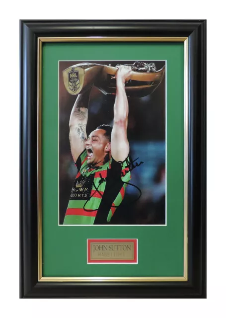 John Sutton Rabbitohs Premiers 2014 Signed Celebration Photo Framed Memorabilia