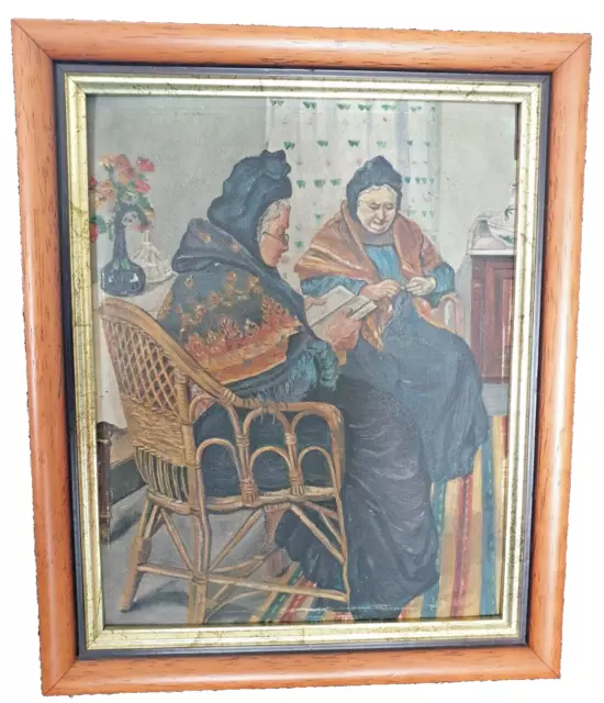 Großmütter, Emebellecedor Pintura Al Óleo Original Genuino Oil Grandmas Antiguo