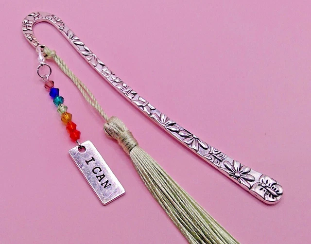 CRYSTALS RAINBOW CHAKRA & CHARM + Tassel Metal BOOKMARK *FREEPOST* Gift Box XMAS