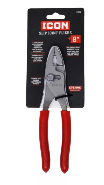 Icon Professional 8in. Slip Joint Pliers Forged Comfort Grip PSJ8 59169