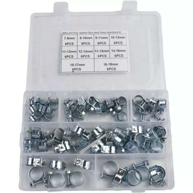 Hose Clamp Assortment Kit 10 Different Sizes 60 Pieces Secure Connections