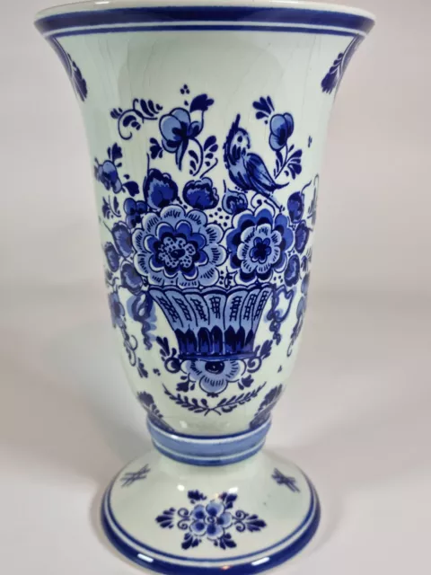 Vase En Céramique Delft Bleu Blanc Hollande Vintage Antique Originale 18×10,6cm