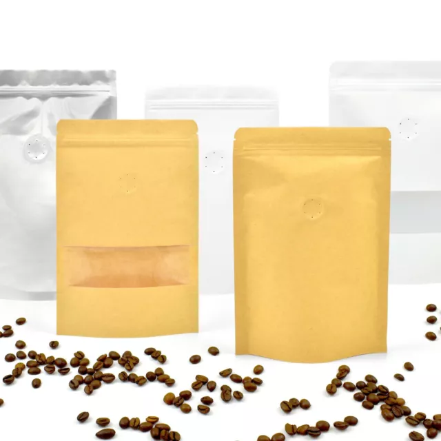 Coffee Beans Stand Up Pouch Bag with One-Way Degassing Valve and Zip Lock