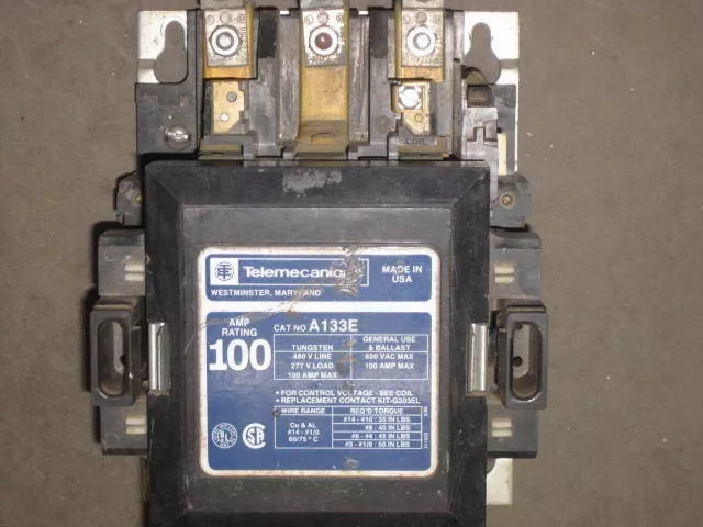 Telemecanique A133E 3 Pole 100 Amp Contactor , (B1)