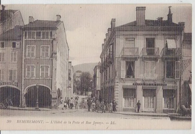 CPA 88 Lorraine Vosges Env St Nabord REMIREMONT Hôtel de la Poste Rue Jannys1927