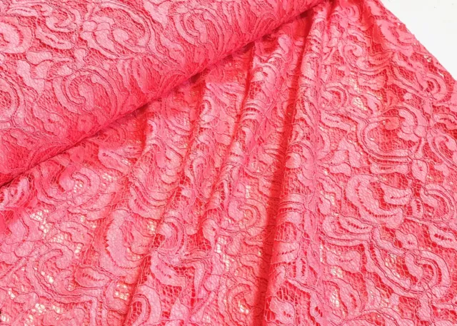 Stoff Kordel Spitze Spitzenstoff Meterware Blumenmuster Bekleidung Deko Pink Nr2