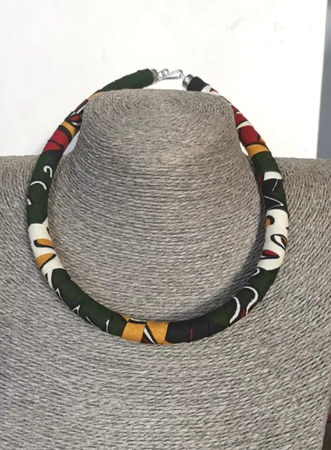 African Fabric Choker Necklace Eco Africa  Fair Trade  Handmade Ankara Fashion 3