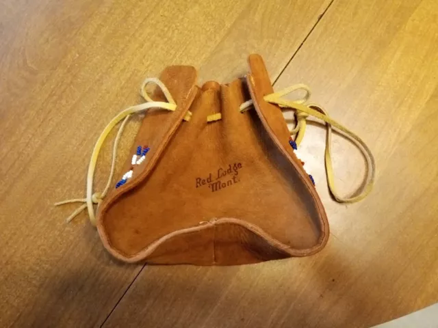 Vintage Native American Pouch Leather Indian Beaded Handmade Rare
