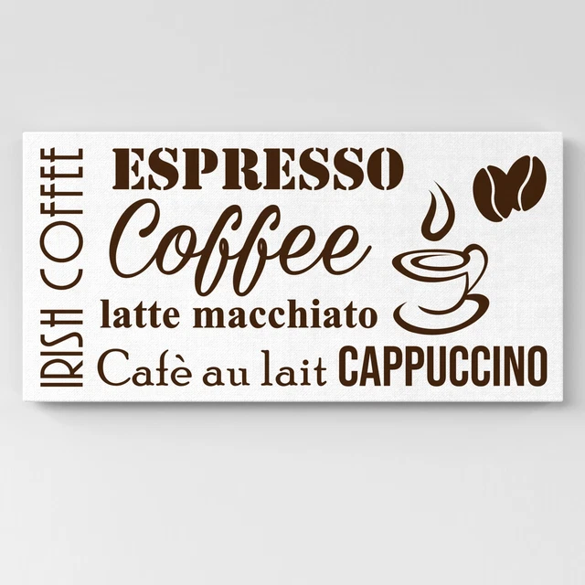 Tableau Moderne 'Caffè 3' Imprimé Sur Toile 70x50 Cm - Décoration Cuisine Bar Vintage, Neuf, Fabriqué En Italie