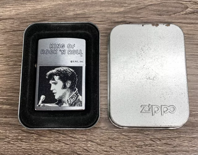 Elvis Collectible Zippo King of Rock 'N Roll Lighter  2000 Never Used  - VTG