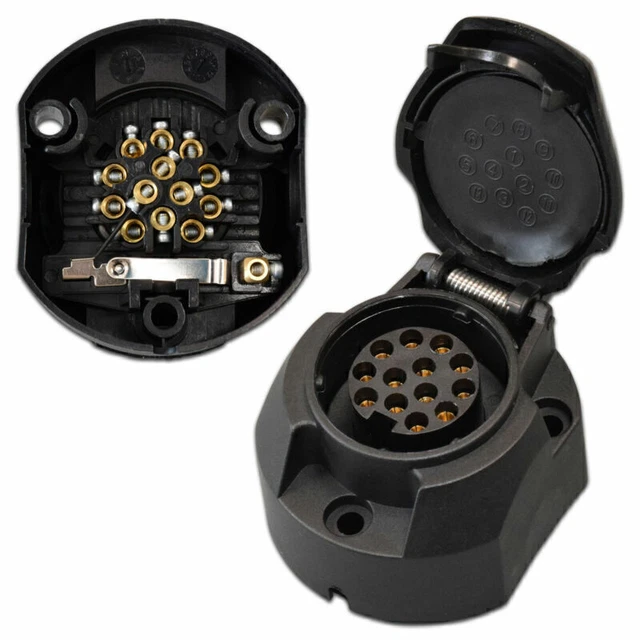 Presa Per Rimorchio 13 Pin 12 Volt In PVC Con Guarnizione E Viti - Ciondolo