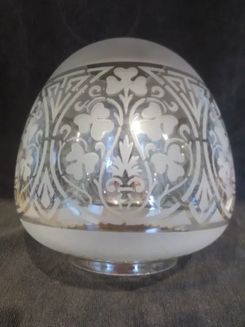 Original Antique Beehive Shamrocks Style Acid Etched Duplex Oil Lamp Shade