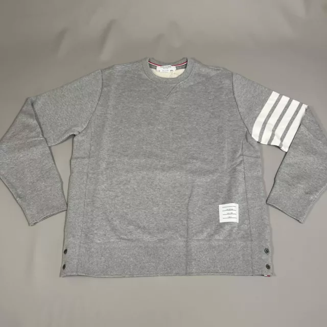 THOM BROWNE Classic Sweatshirt w/Engineered 4 Bar Sleeve in Classic Loop Back Si