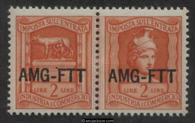Trieste Industry & Commerce Revenue Stamp, FTT IC59 se-tenant pair, mint, VF