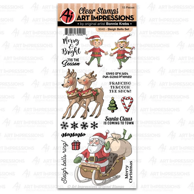 Stempel "Sleigh Bells Set" Art Impressions, Weihnachtsmann, Rentiere, Elfen