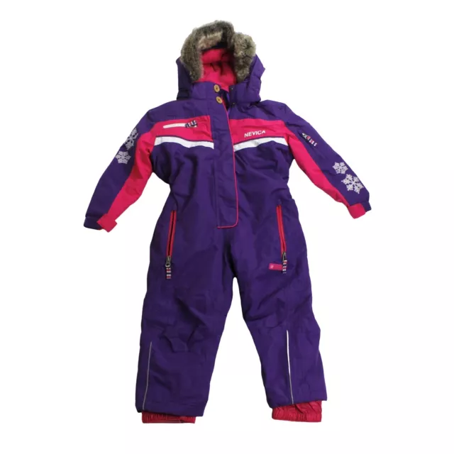 Nevica Girls Purple & Pink Waterproof Ski Suit Salopette Hooded Snow, 2-3yrs