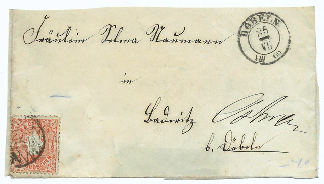 Sachsen 1863 _ Briefvorderseite mit 1/2 Ngr. (MiNr. 15) _ Stempel DÖBELN
