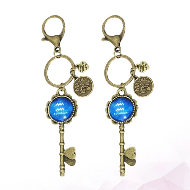 2 Pcs Pendant Keychain DIY Key Chain Accessories Metal Button 2