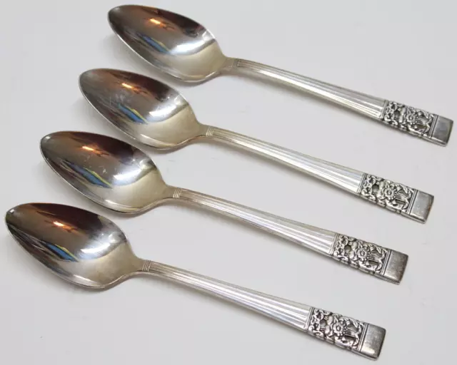 4 Oneida Community Coronation Pattern Silverplate Flatware Teaspoons