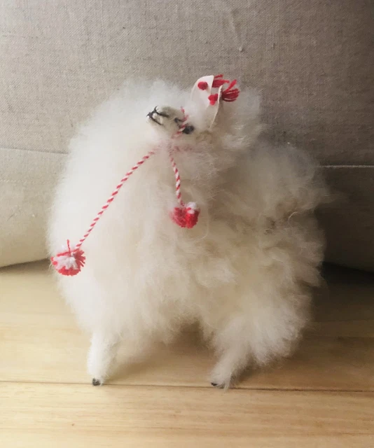Fuzzy & Soft Alpaca White Llama~7.5”Tall x 5” wide~Displayed Only