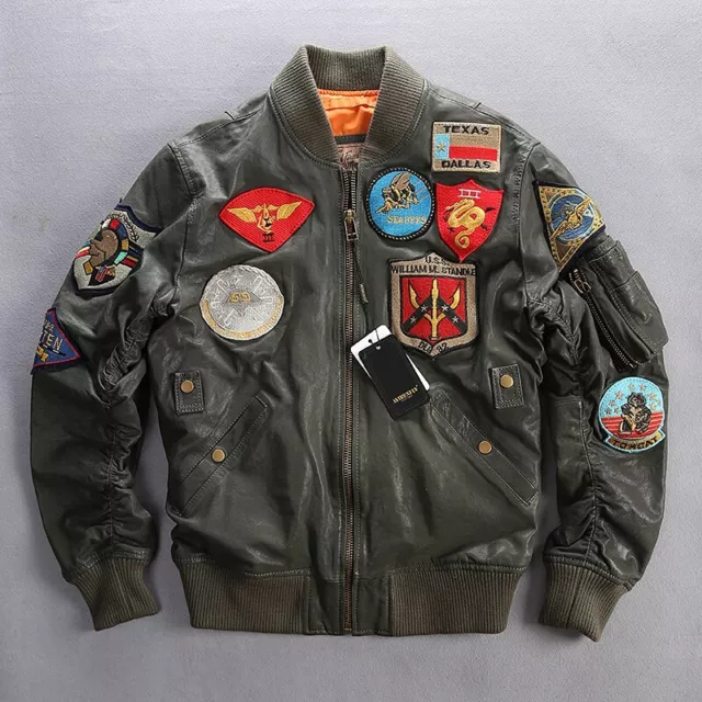 Top Gun G-1 Maverick Lederjacke Armee Grün