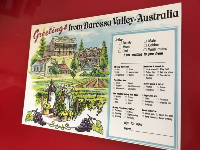 Greetings from Barossa Valley.  Adelaide.  Australia.   Postcard