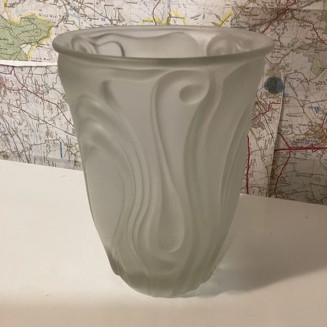 Vintage European Frosted Glass Art Deco Vase