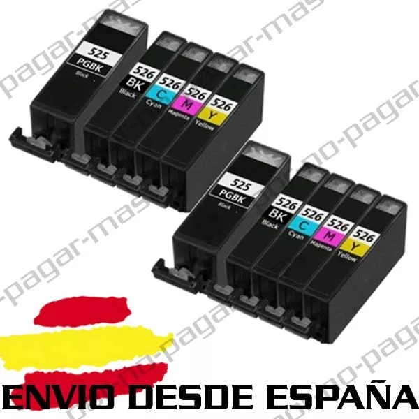 10 CARTUCHOS DE TINTA COMPATIBLES NonOem PARA CANON PIXMA MG5150 MG5250 MX880