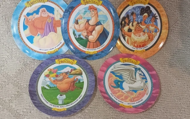 COMPLETE SET Of 5 McDonalds Disney Hercules Movie Collector 9.5" Plates 1997 VTG