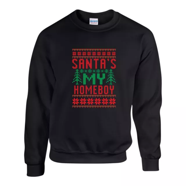 Santa's My Homeboy Jumper, Funny Christmas Tree Xmas Gift Sweatshirt Unisex Top