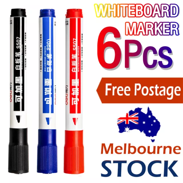 6x Whiteboard Pen Marker Multi colors Metal Plastic- Longer life Top Quality Pen