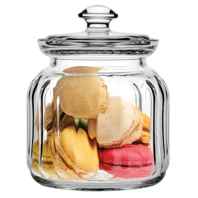 Clear Glass Candy Jar Lidded Sweets Container Sugar Bowl Cookie Serving Dish