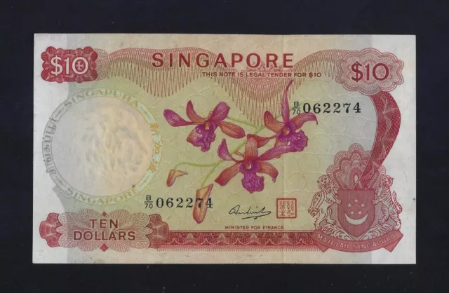 Singapore 10 Dollars 1973 P-3 Au-Unc Rare