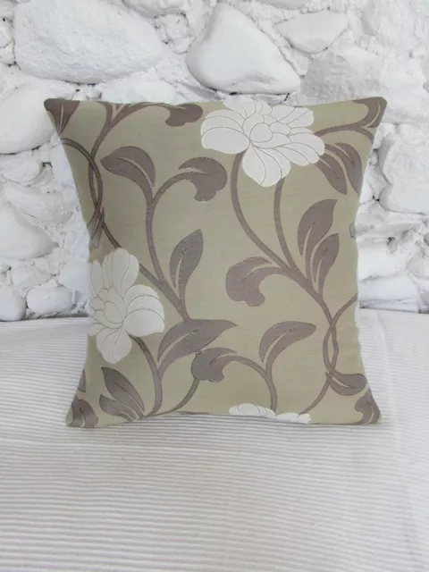 Luxury Cushion Cover, Khaki, Cream, Beige, Brown, Floral, Leaf, Damask, 16".
