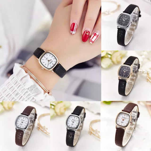 Fashion Square Watch Leather Strap Women Stainless Steel Quartz Watch Luxury 2