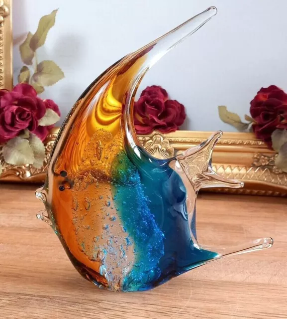 Glasfigur Fisch Skulptur Glas Figur Kristallglas Murano Stil Kunst Handarbeit