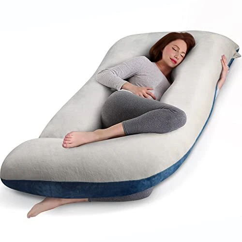 cauzyart Pregnancy Pillows for Sleeping 55 Inches U-Shape Full Body Pillow an...