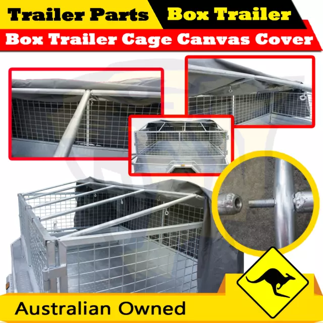 Superior 7X5 TRAILER CAGE CANVAS COVER (600mm) - Heavy Duty Adjustable Frame 3