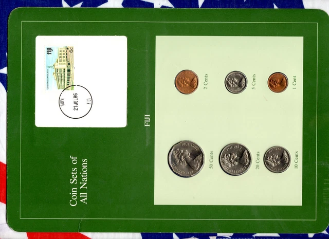 Coin Sets of All Nations Fiji UNC 1, 2, 5, 10, 20, 50 Cents 1982