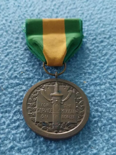 Vintage 1917 US Army Mexican Border War Service Military Medal w/ Ribbon pin