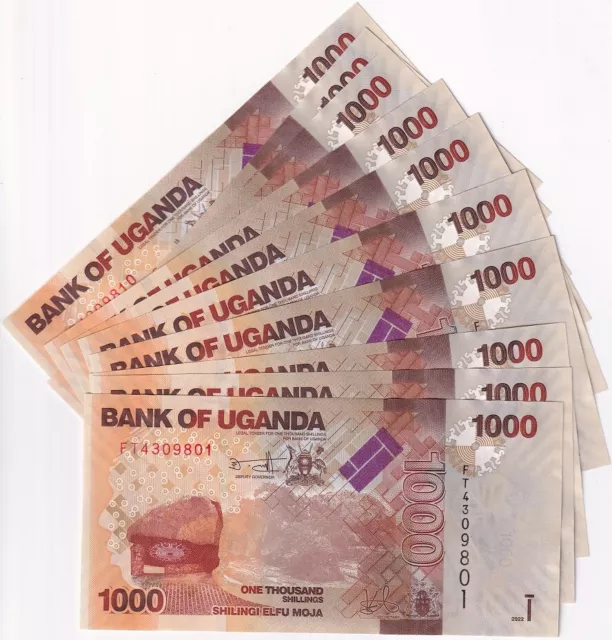 Uganda 1000 Shillings 2022 P 49 New Sign UNC LOT 10 PCS