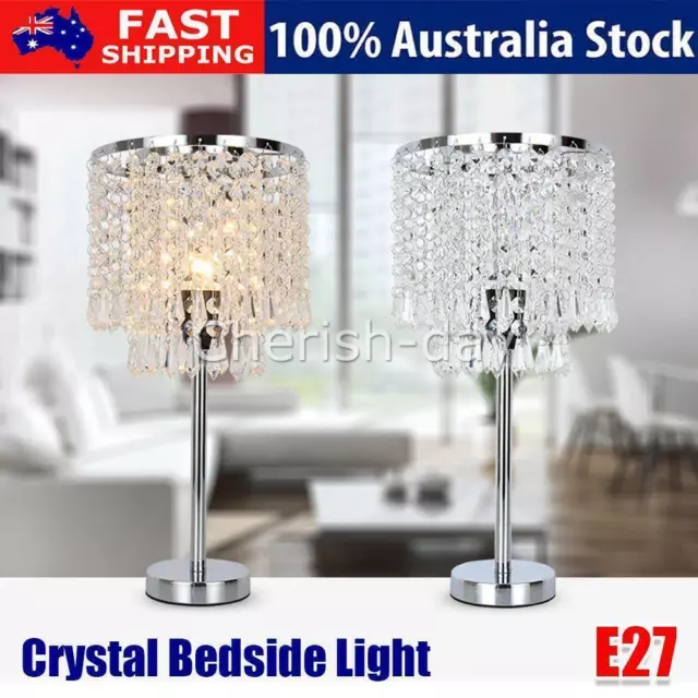 Crystal Bedside Light Room Table Desk Lamp Stainless Steel Base Morden e27 AUS