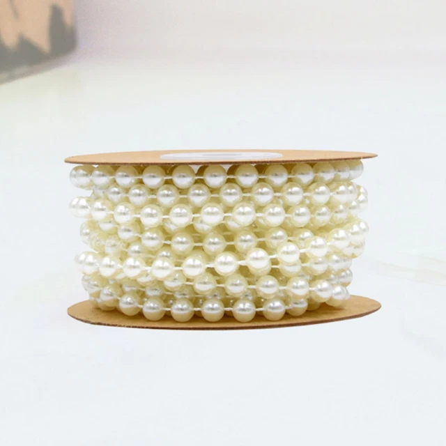 6 MM Crystal Bead Strands Artificial Wreath Beige Decor Pearl 2