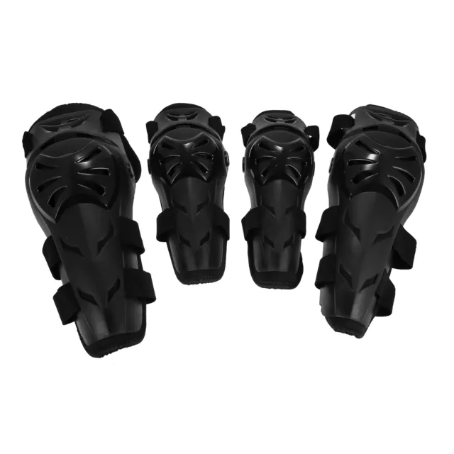 4 Stück Motorrad-Erwachsener Knie Ellbogenschutz mit Verstellbare Riemen Schwarz
