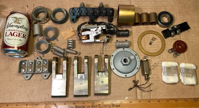 Vtg Industrial Found Object Metal Robot PARTS LOT BRASS Unique Terminal Switch B