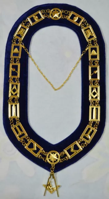 Masonic Blue Lodge Chain Collar With Free Junior Deacon Officer Jewel