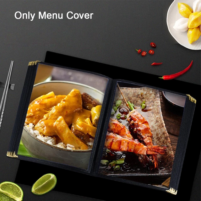 A4 PU Leather Cafe For Restaurant Bar Pages Foldable Menu Cover Kitchen