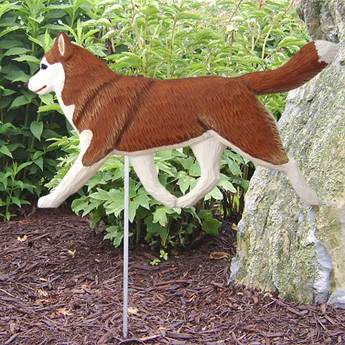 Husky Outdoor Garden Sign Hand Painted Figure Red/White