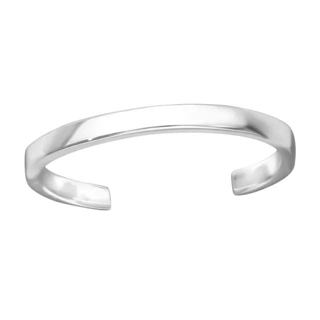 TJS 925 Sterling Silver Toe Ring Plain Band Simple Design Adjustable Jewellery