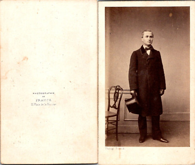 CDV Homme en manteau en pose Bayer circa 1870 Vintage CDV albumen carte de vi 